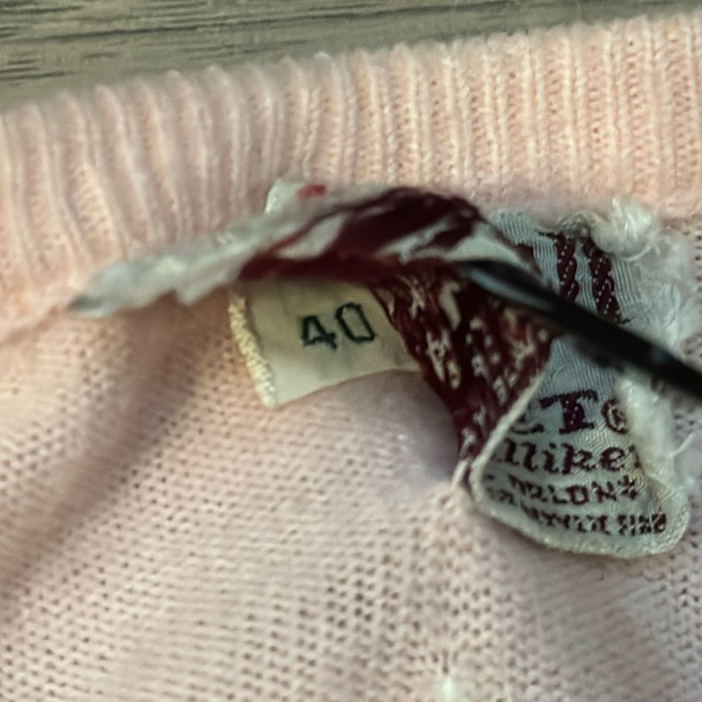 Jane Irwill Vintage Floral Pink Beaded Swarovski Faux Pearl Button Soft Cardigan - Picture 9 of 17